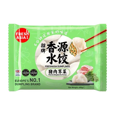 FRESHASIA Pork &amp;amp; Shepherd&amp;#039;s Purse Dumplings 25 X 400G