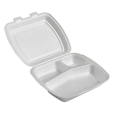 GASTRO Take Away Rasia 3-Osainen XPS Valkoinen 2 X 125KPL  GASTRO Take Away Box 3-Compartment XPS White 2 X 125PCS